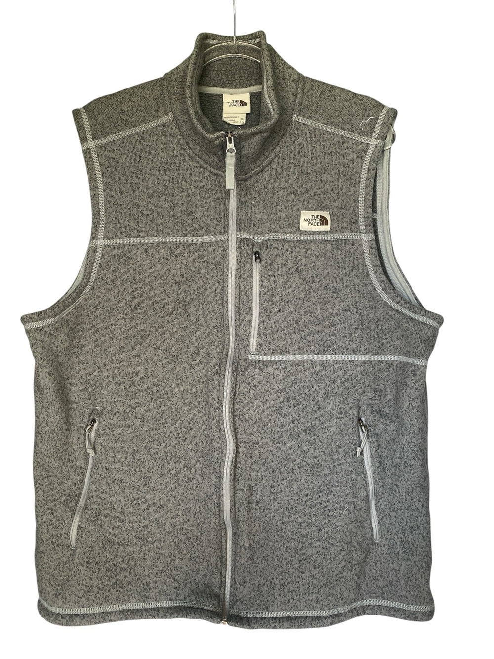 The North Face 2XL Grey Heather Men's Fleece Vest - Zip Front